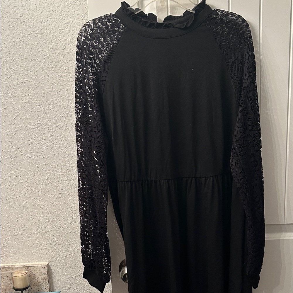 Elegant Black Lace Long Sleeve Dress, Special Occasion, Whimsigoth dark fairy